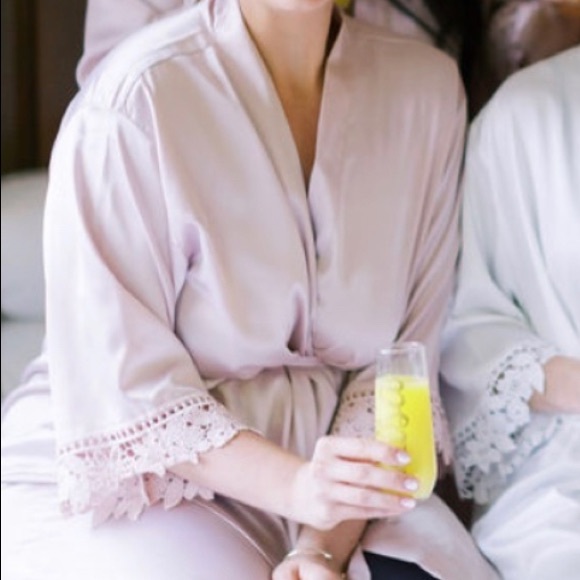 Lace Hem Silk Robe - Picture 2 of 5